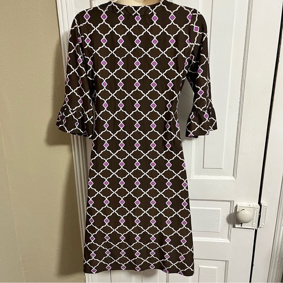 Jude Connally Brown Pink Print Dress XS Extra Small P1 - Picture 3 of 7